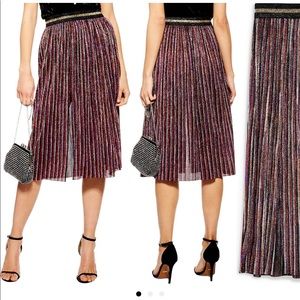 Topshop Metallic Plisse Skirt